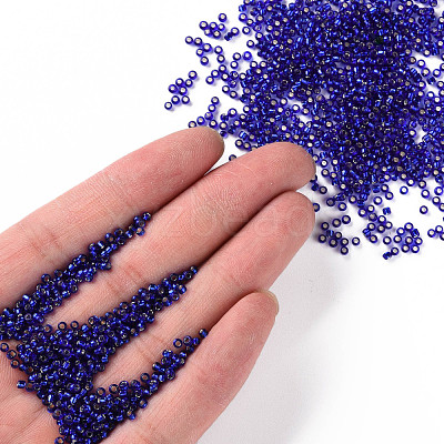 Midnight Blue 11/0 Grade A Round Transparent Glass Seed Beads X-SEED-Q007-F44-1