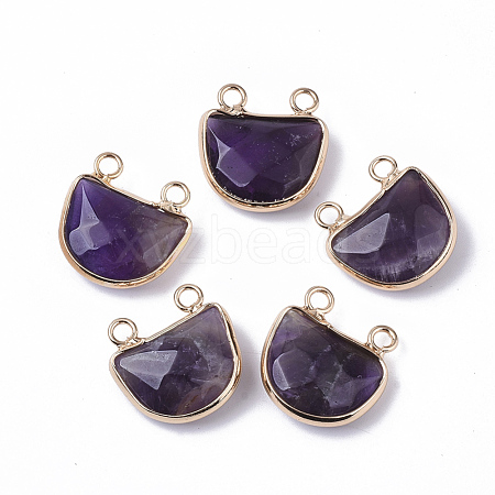 Natural Amethyst Semi Circle Pendants G-S359-011A-1