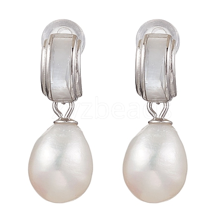 Natural Pearl Ear Studs EJEW-P286-16P-1