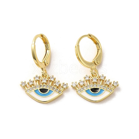 Evil Eye Real 18K Gold Plated Brass Dangle Leverback Earrings EJEW-Q797-01E-G-1