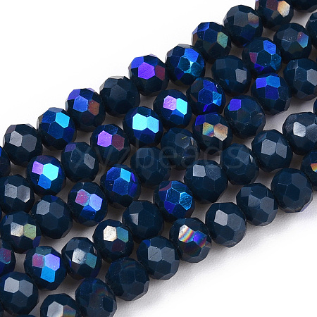 Electroplate Opaque Solid Color Glass Beads Strands EGLA-A044-P2mm-L16-1