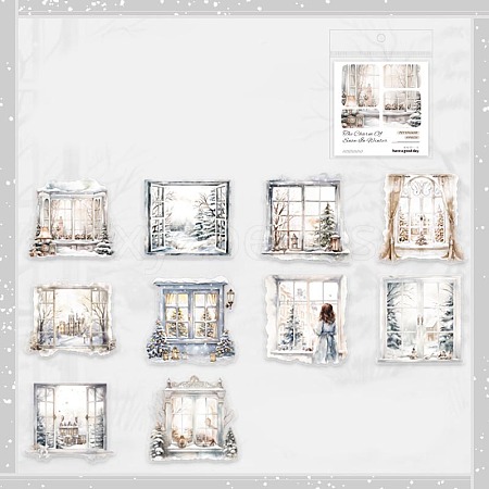 10PCS Winter Scenery PVC Self-Adhesive Stickers PW-WG524AB-01-1