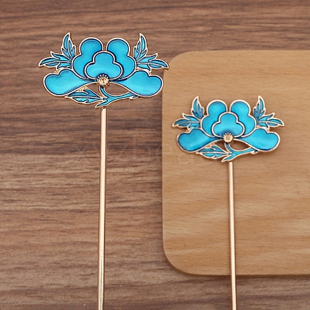 Flower Alloy Enamel Hair Stick Finding PW-WG0A83D-05-1