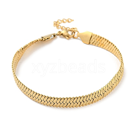 Ion Plating(IP) 304 Stainless Steel Herringbone Chain Bracelet BJEW-D028-02C-03G-1