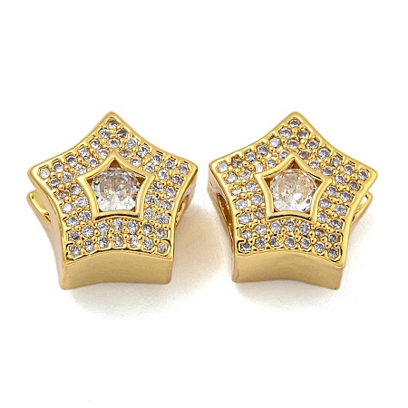 Rack Plating Brass Micro Pave Cubic Zirconia Beads KK-I718-44G-1