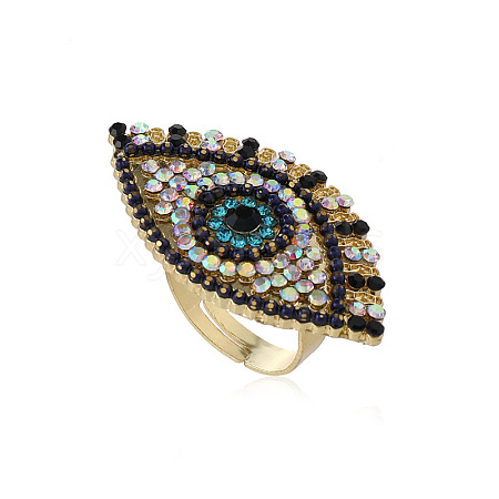 Fashion Colorful Evil Eye Alloy Cubic Zirconia Ring Simple Cute Hand Jewelry QY4445-1