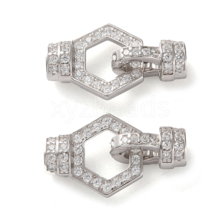 925 Sterling Silver Micro Pave Clear Cubic Zirconia Fold Over Clasps STER-K176-24P-1