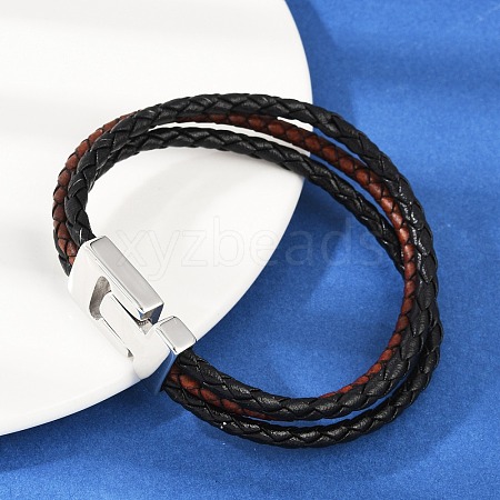 Braided Microfiber Leather Cord Bracelets for Women Men BJEW-D304-17P-02-1