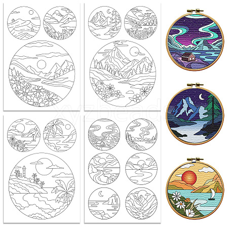 4 Sheets 11.6x8.2 Inch Stick and Stitch Embroidery Patterns DIY-WH0455-201-1