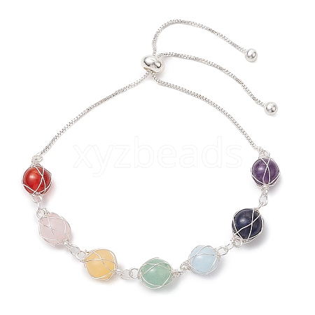 Natural Gemstone Slider Bracelets for Women BJEW-JB11131-02-1