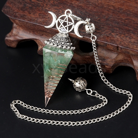 Natural Green Aventurine Chip & Resin Orgonite Dowsing Pendulum Big Pendants PW-WG36861-04-1