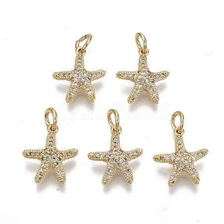 Brass Micro Pave Clear Cubic Zirconia Charms KK-S354-253-NF-1