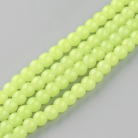 Baking Painted Imitation Jade Glass Round Bead Strands X-DGLA-Q021-10mm-08-1