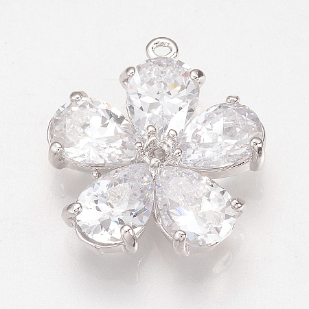 Brass Cubic Zirconia Pendants X-ZIRC-Q002-120P-1