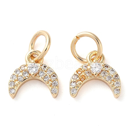 Rack Plating Brass Micro Pave Clear Cubic Zirconia Charms KK-D097-06G-1