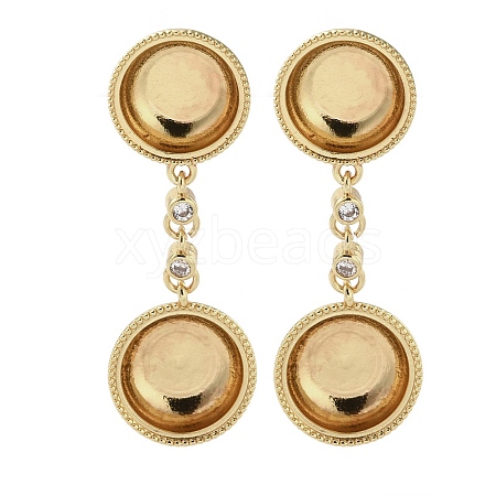 Brass Micro Pave Cubic Zirconia Stud Earrings Findings KK-R215-05G-1