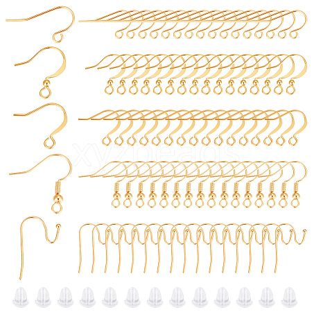 Beebeecraft 100Pcs 5 Style Brass Earring Hooks KK-BBC0012-33-1