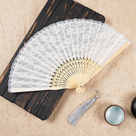 Chinese Style Lace Folding Fan with Tassel PW-WG2E08A-02-1