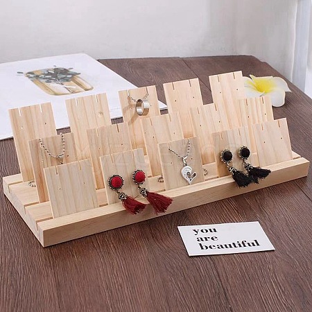 3-Slot Wooden Earring Display Card Stands EDIS-R027-01B-03-1