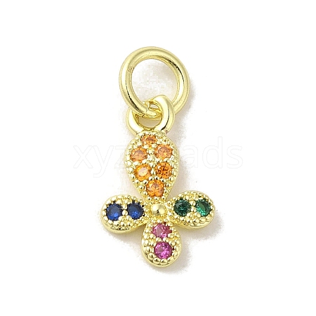 Brass Micro Pave Cubic Zirconia Charms KK-M283-20G-02-1