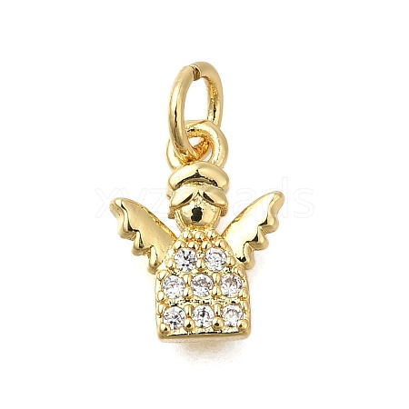 Rack Plating Brass Micro Pave Cubic Zirconia Pendants ZIRC-F142-22G-1