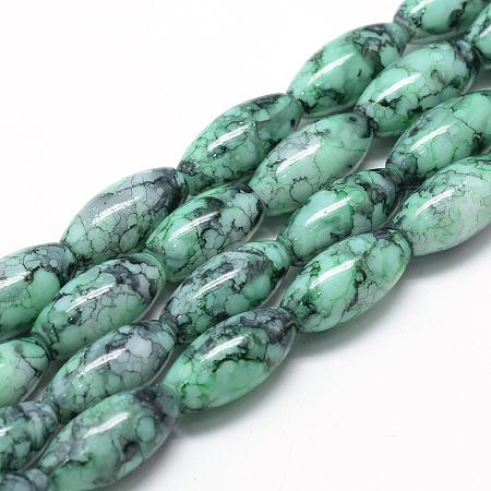 Baking Painted Glass Beads Strands DGLA-S115-22x10mm-S57-1