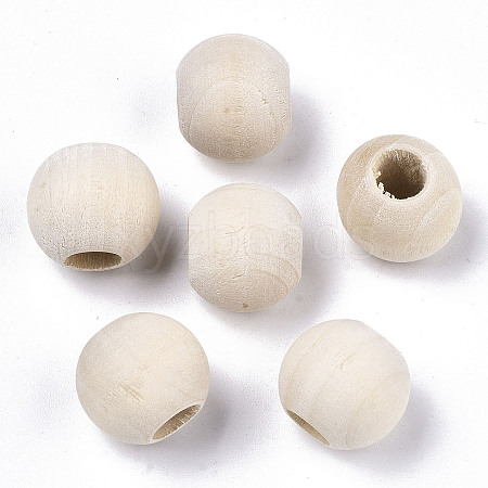 50Pcs Natural Wood Unfinished European Beads WOOD-TA0001-83-1