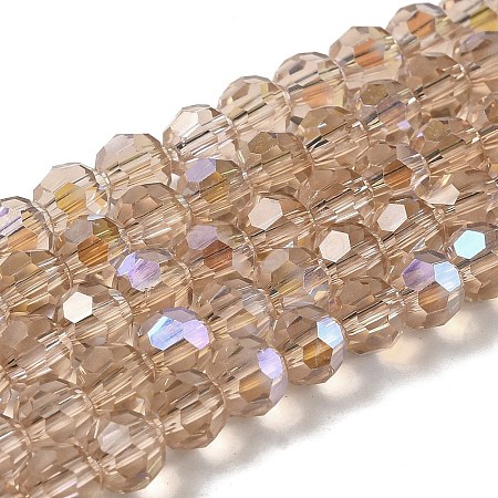 Electroplate Transparent Glass Beads Strands EGLA-A035-T6mm-L22-1