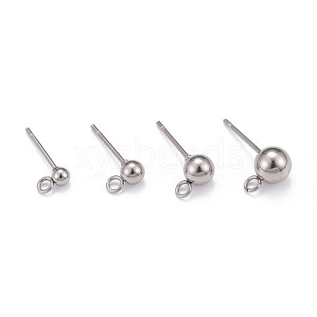 Non-Tarnish 40Pcs 4 Styles 202 Stainless Steel Ball Stud Earring Findings STAS-LS0001-13P-1