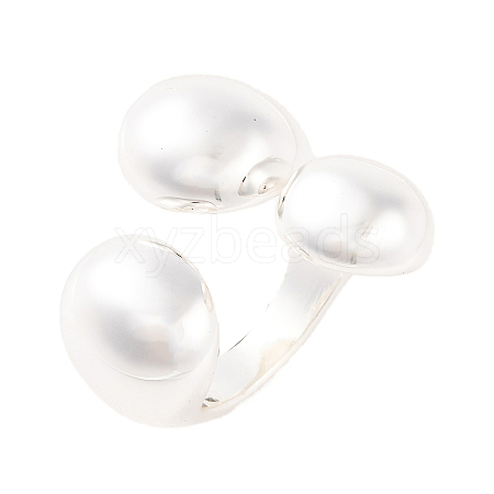 Ion Plating(IP) 304 Stainless Steel Teardrop Open Cuff Finger Rings for Women RJEW-S414-05B-S-1