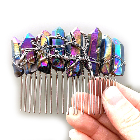 Natural Crystal Hair Combs PW-WGC6E88-11-1