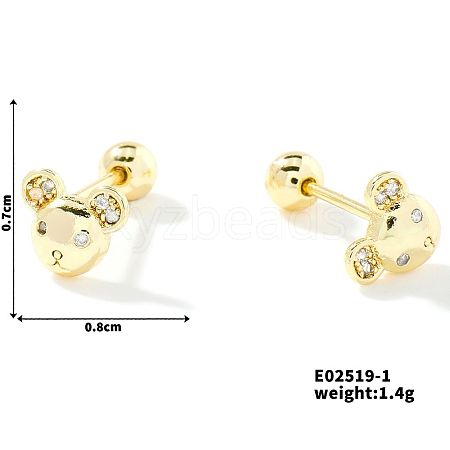 Delicate Cartoon Daily Commute Brass Pave Clear Cubic Zirconia Cartilage Earrings HK9151-3-1