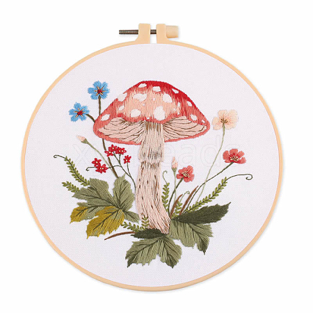 Mushroom Pattern Embroidery Starter Kits MUSH-PW0003-01B-1