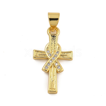 Rack Plating Brass Micro Pave Cubic Zirconia Pendants KK-C074-57G-03-1