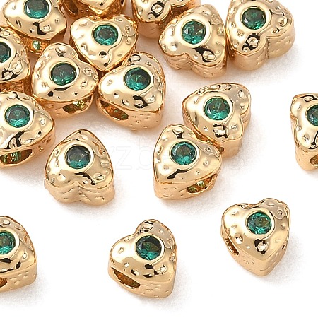 SHEGRACE Brass Green Cubic Zirconia Beads XGRQ4H208-681G-A-1