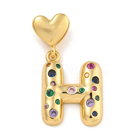 Brass Micro Pave Colorful Cubic Zirconia Pendants KK-P281-01G-H-1