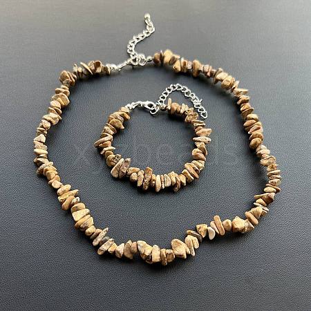 Natural Picture Jasper Chip Beaded Necklaces for Women IW6789-31-1