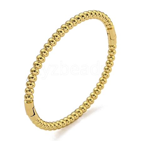 PVD Vacuum Plating 202 Stainless Steel Beaded Hinged Bangles for Women Men BJEW-M317-06C-G-1