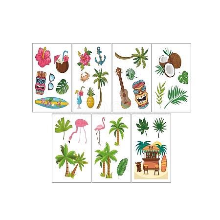 7 Sheets 7 Styles Hawaii Theme PVC Waterproof Wall Stickers DIY-WH0345-083-1