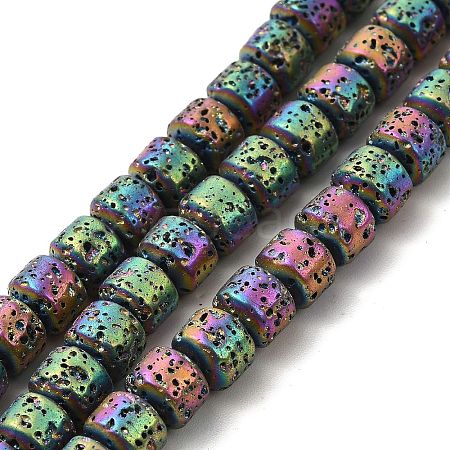 Electroplated Natural Lava Rock Beads Strands G-G984-06E-1