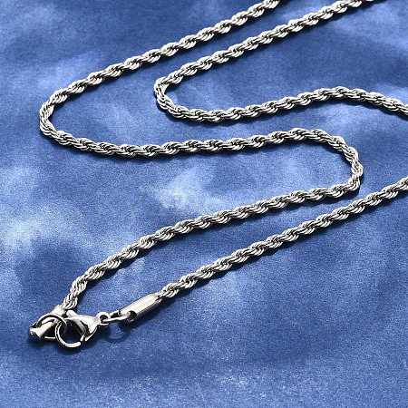 Non-Tarnish 304 Stainless Steel Rope Chain Necklaces X-STAS-M174-014P-B-1