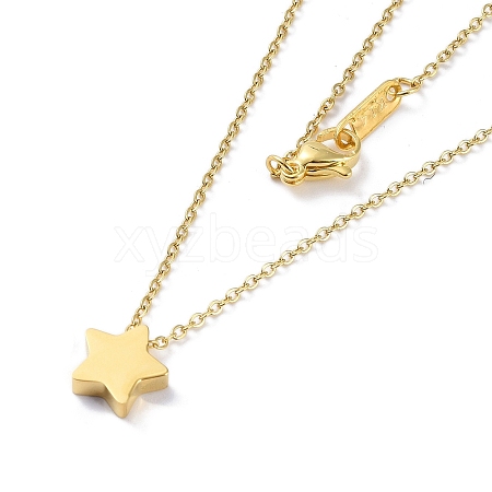 Star Pendant Necklaces NJEW-G128-01G-1