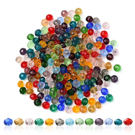 Faceted Rondelle Transparent Glass Beads GLAA-YW0001-84A-1