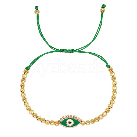 Alloy Round & Evil Eye Braided Bead Bracelets TG4711-7-1