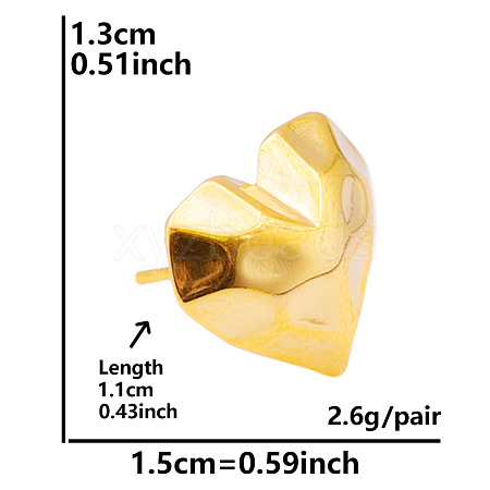 304 Stainless Steel Vintage Heart Shaped Stud Earrings for Women DU8924-10-1