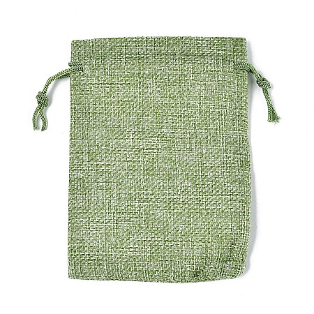 Polyester Imitation Burlap Packing Pouches Drawstring Bags ABAG-R005-14x10-02-1