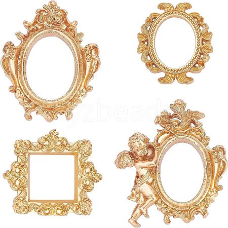 Fingerinspire 4Pcs 4 Style Oval & Square Retro Resin Photo Frames AJEW-FG0001-46-1