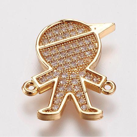 Brass Micro Pave Cubic Zirconia Links ZIRC-F050-12G-1