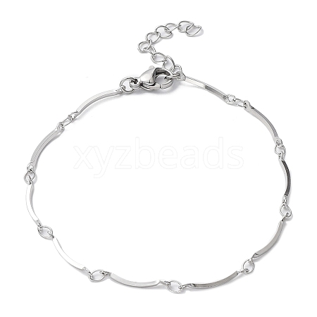 Non-Tarnish 304 Stainless Steel Curved Bar Link Chain Bracelets BJEW-K266-13P-1