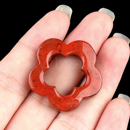 Natural Red Jasper Hollow Flower Pendants PW-WG95796-04-1